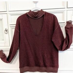 NWT Sweatshirt n:PHILANTHROPY Sexy deep Choker neck Mulberry Color Sm Streetwear